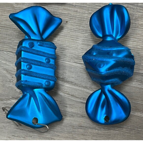 Christmas Ornaments Old Fashion Wrapped Candy Multicolor Flock Tree Decor Set 14 - Picture 2 of 8